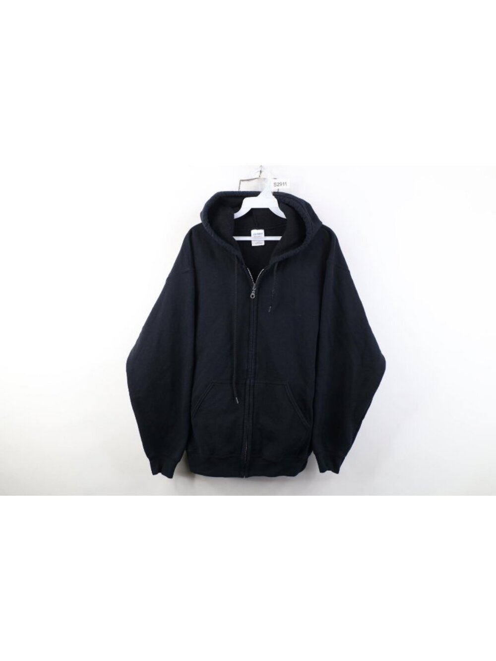 Vtg 90s Y2K Streetwear Mens Medium Faded Blank Full Zip Hoodie Sweatshirt Black